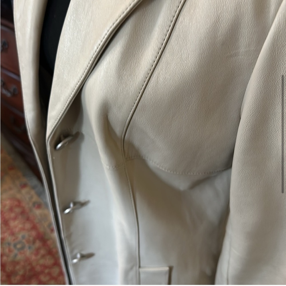 Cream Real Leather full length coat - Picture 5 of 11